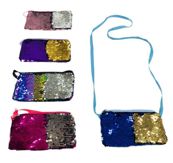 24 pieces of 7"x4.25" Reversible Sequin Change Purse [crossbody]