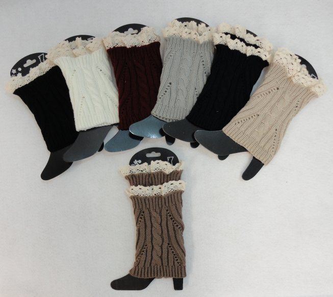 24 pieces of Knitted Boot Cuffs [cable Knit/antique Lace]