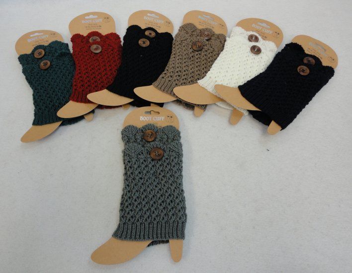 24 pieces of Knitted Boot Cuffs [scalloped Top With Button]