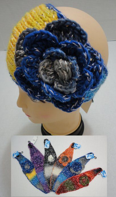 24 pieces of Wide Hand Knitted Ear Band [color Fade & Flower] *loop