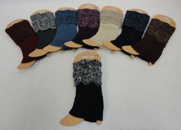 24 pieces of Knitted Boot Cuffs [variegated Top/solid Bottom]