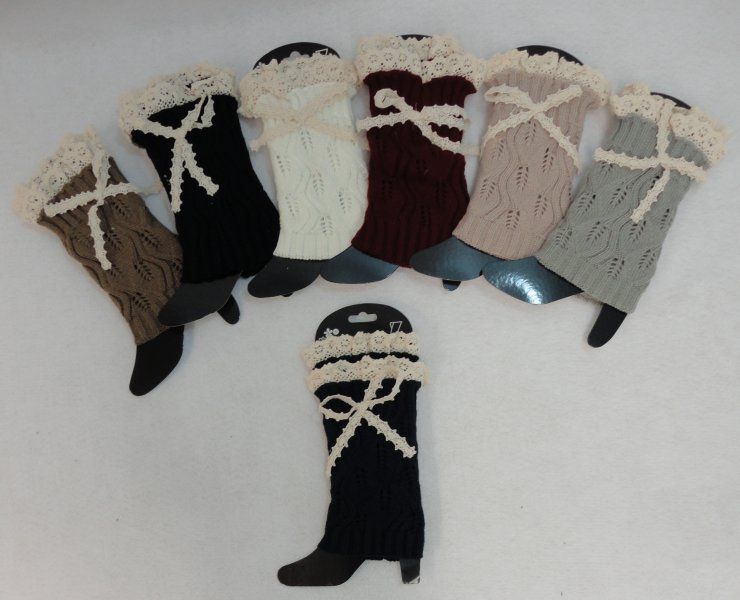 24 pieces of Knitted Boot Cuffs [antique Lace Bow]