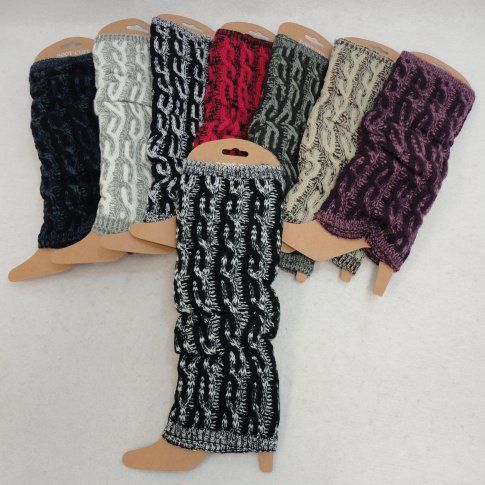 24 pieces of Knitted Leg Warmer [variegated Cable Knit]
