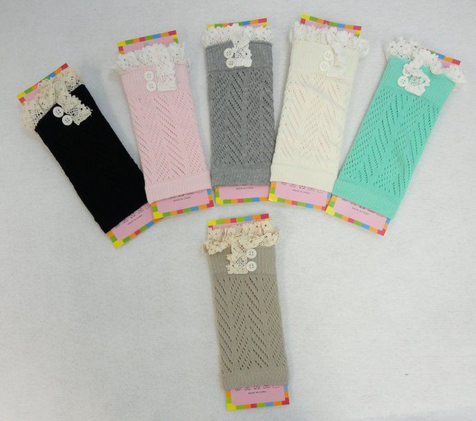 24 pieces of Knitted Boot Cuffs Pastel [antique LacE-2 Buttons]