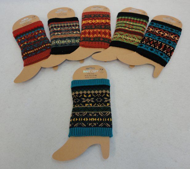 24 pieces of Knitted Boot Cuffs [aztec Print]