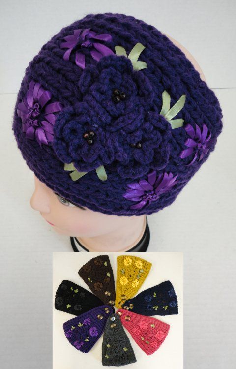 24 pieces of Wide Hand Knitted Ear Band [3 Flowers]