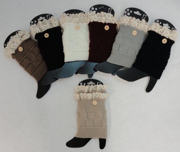 24 pieces of Knitted Boot Cuffs [1 ButtoN-Antique Lace]