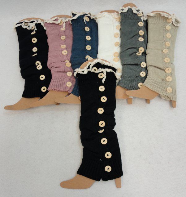 24 pieces of Knitted Leg Warmers [antique Lace/9 Buttons]