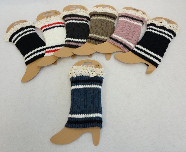 24 pieces of Knitted Boot Cuffs W Antique Lace [cable Knit Varsity]