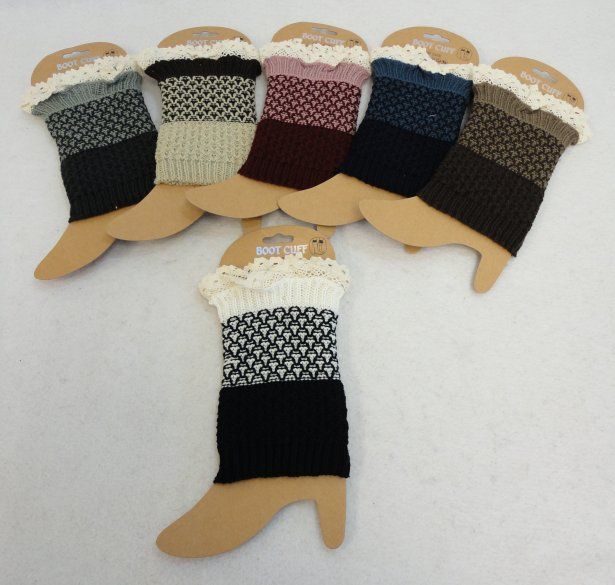 24 pieces of Knitted Boot CuffS-Antique Lace [solid Bottom/twO-Tone Top]