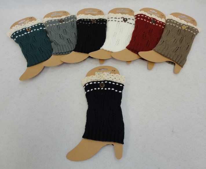 24 pieces of Knitted Boot Cuffs [antique Lace/1 Button]