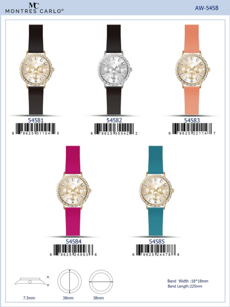 12 pieces of Ladies Watch - 54585 assorted colors