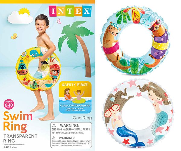 36 Pieces of Intex Swim Ring 24 Ocean Reef 3 Asst Age 6-10 Poly Bag