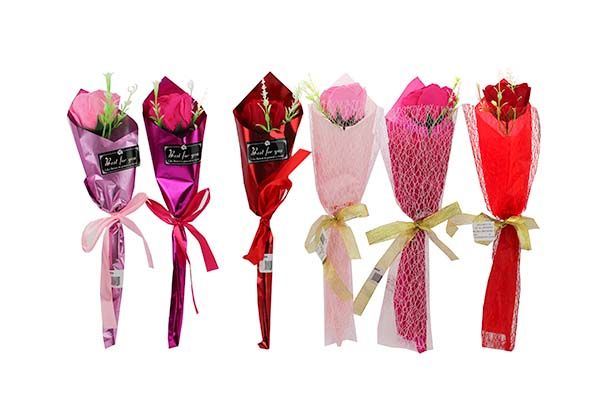 72 Pieces of Vi Soap Flowers Wraped 1 Head 2 Design Asst.