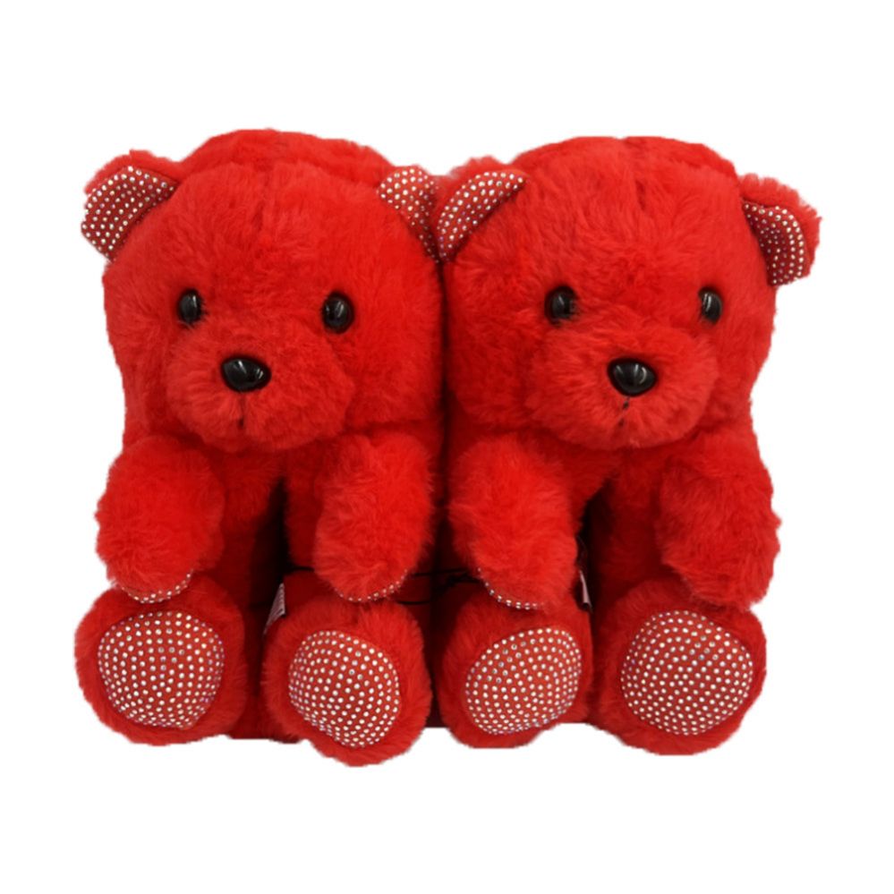 12 pieces of Kids Teddy Slippers Red