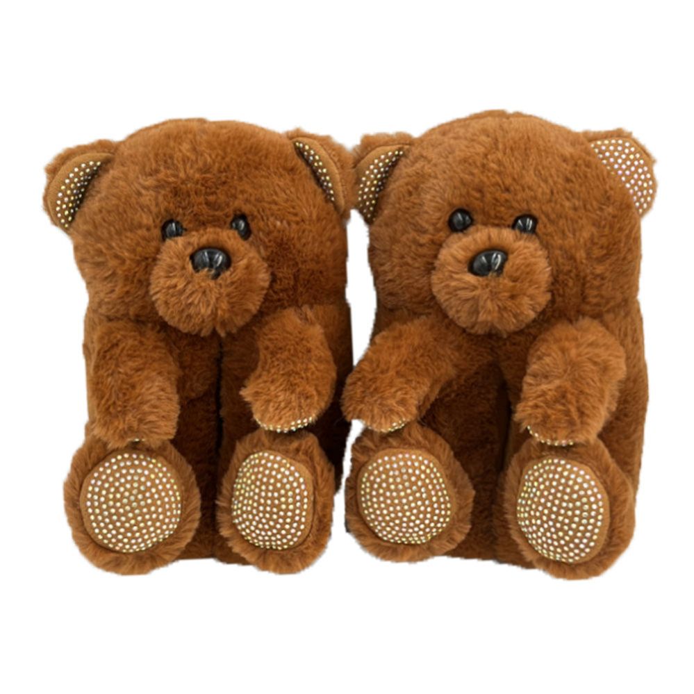 12 pieces of Kids Teddy Slippers Brown