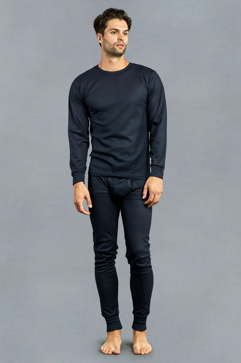36 Pieces of Men's Thermal Top And Bottom Set Color Navy Size S