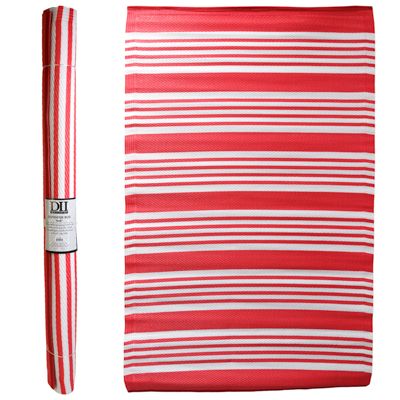 6 pieces of Outdoor Rug 4x6 Awning Multi Stripe Coral Woven Polypropylene Reversible