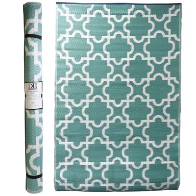 Outdoor Rug 4x6 Aqua Lattice Woven Polypropylene Reversible
