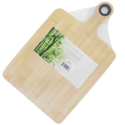 12 pieces of Bamboo Cutting Board 15in W/handle X 9.5in W B&c Shrink W/label