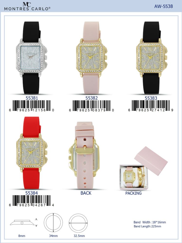 12 pieces of Ladies Watch - 55382 assorted colors