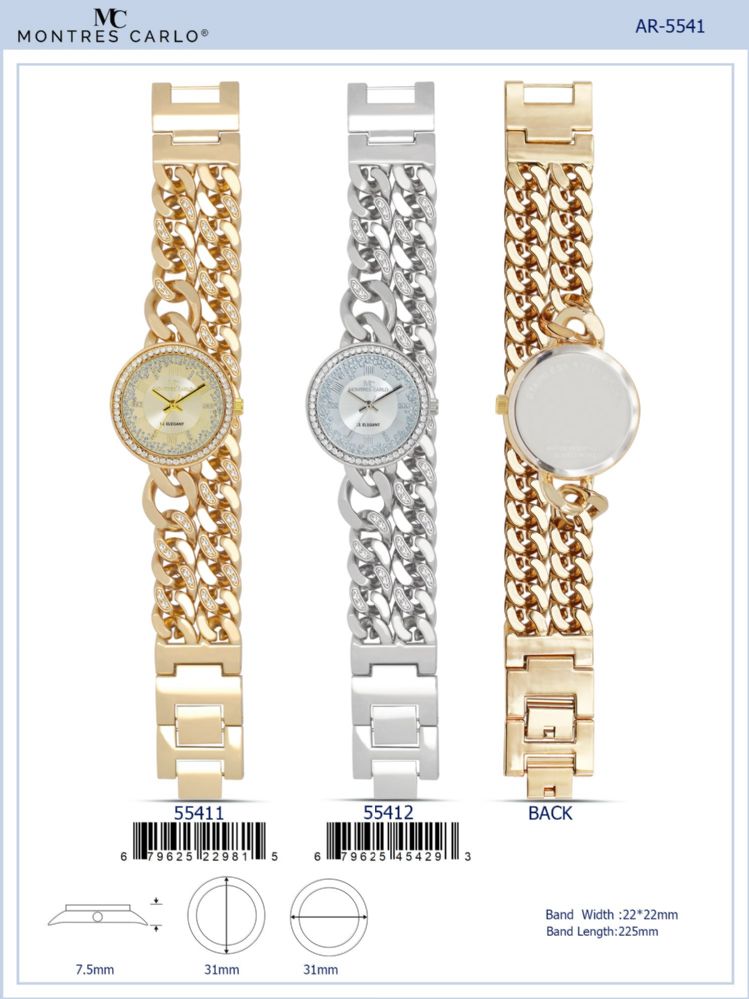 12 pieces of Ladies Watch - 55411 assorted colors