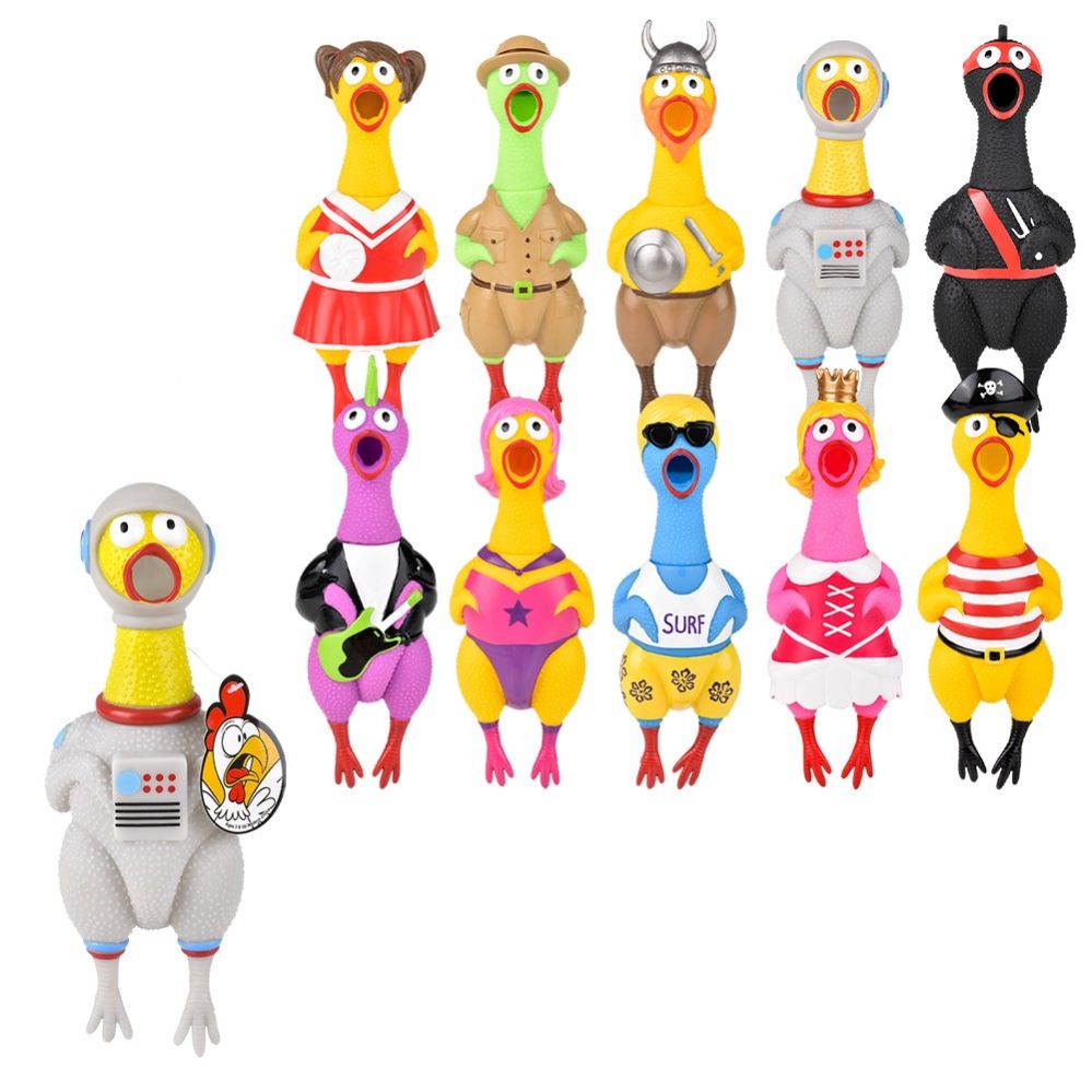 60 pieces of Big Rubber Chicken Collectible Mix 9.5 inch 60ct
