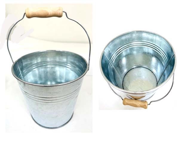 96 Pieces of Tin Bucket W/wooden Grip Handle