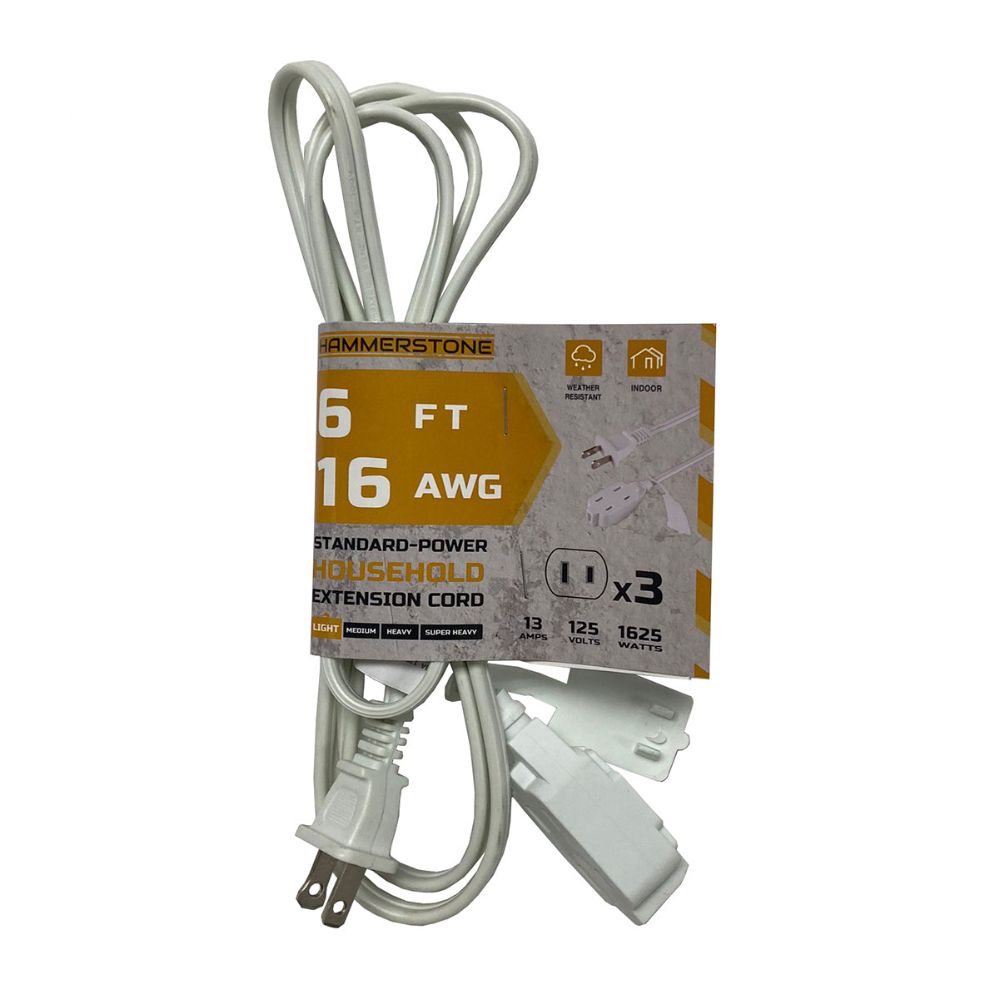 120 pieces of 6 Ft White Extension Cord 16awg Etl