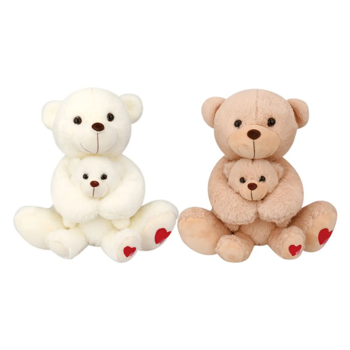 24 Pieces of 12 inch Bear Mom + Baby - Ivory, Light Brown Assorted