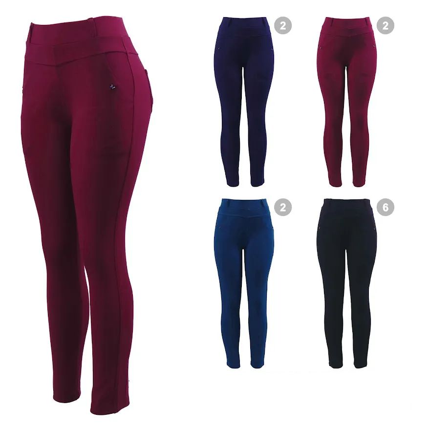 12 Pieces of Womens Leggings Solid Deep Colors