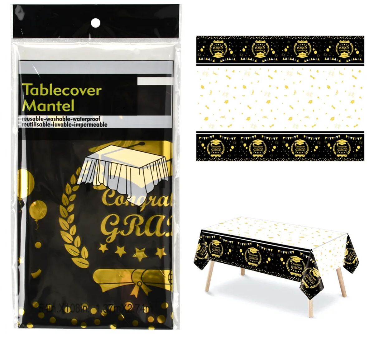 48 Pieces of Graduation Metallic Tablecover 54 X 108 inch