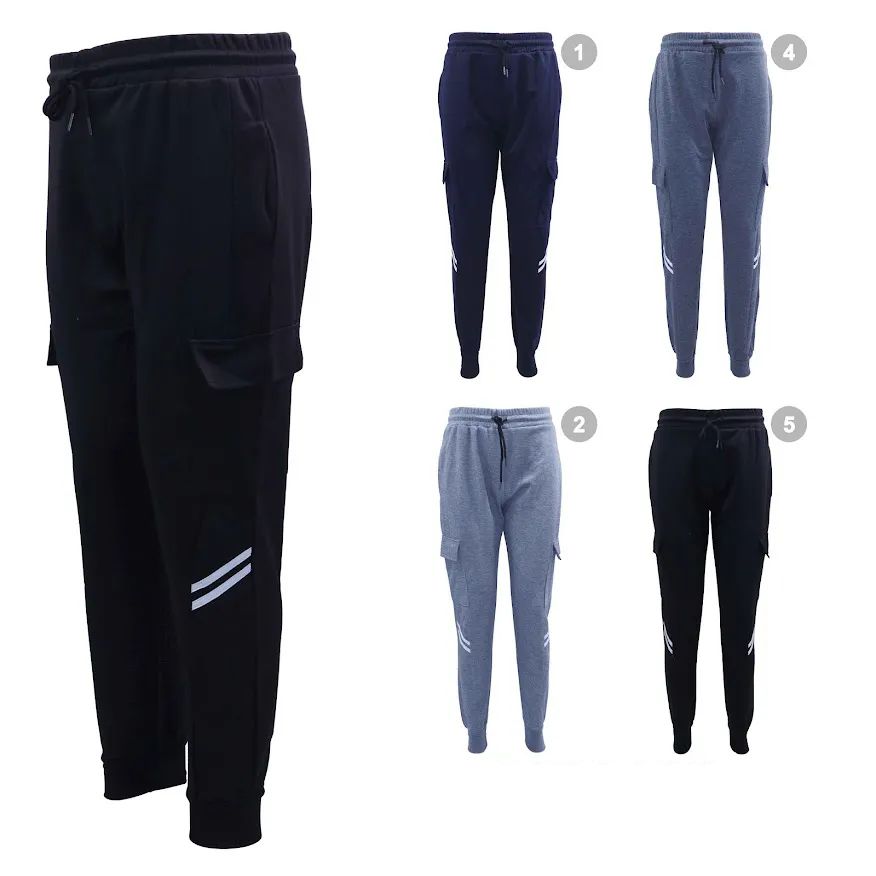 18 Pieces of Mens Jogger Pants with Double Stripes