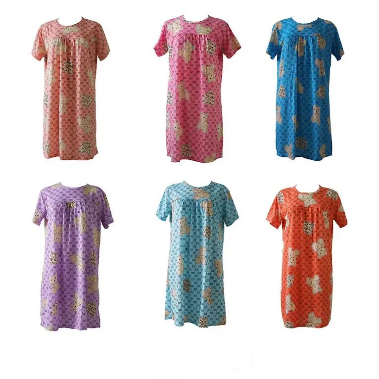 24 Pieces of Womens Bear Short Sleeved Night Gown  