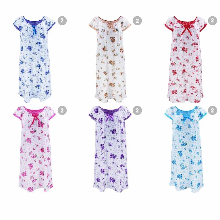 24 Pieces of Womens Night Dress Floral with Bow