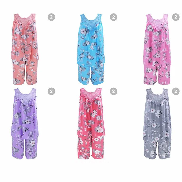 24 Pieces of Womens Sleeveless Floral Print Pajama