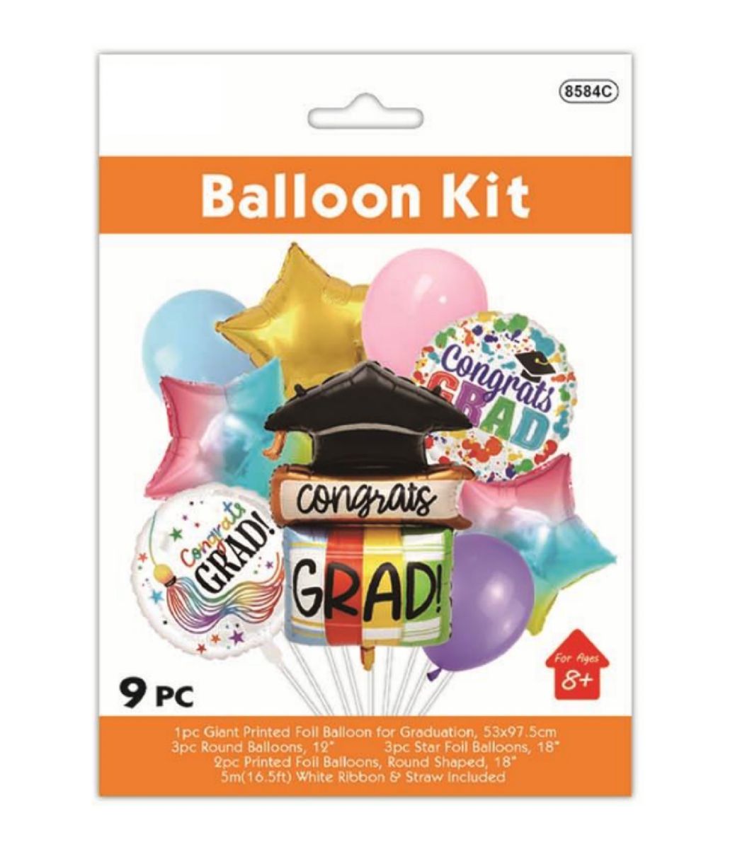 48 Pieces of 9pc Graduation Balloon Kit Multicolor