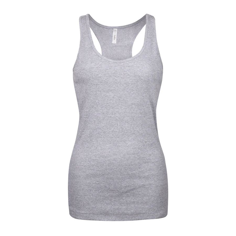 72 Pieces of Ladies Cotton Ribbed Knit Racerback Tank Top H.grey Large