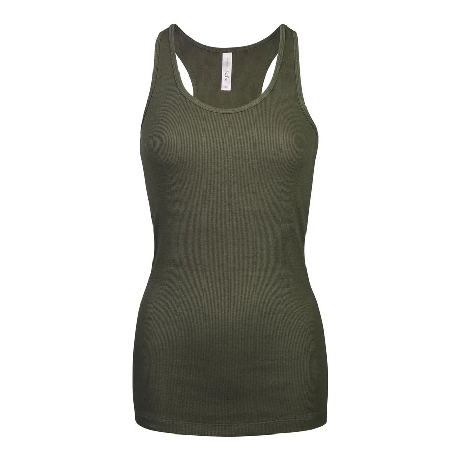 72 Pieces of Ladies Cotton Ribbed Knit Racerback Tank Top Olive Large