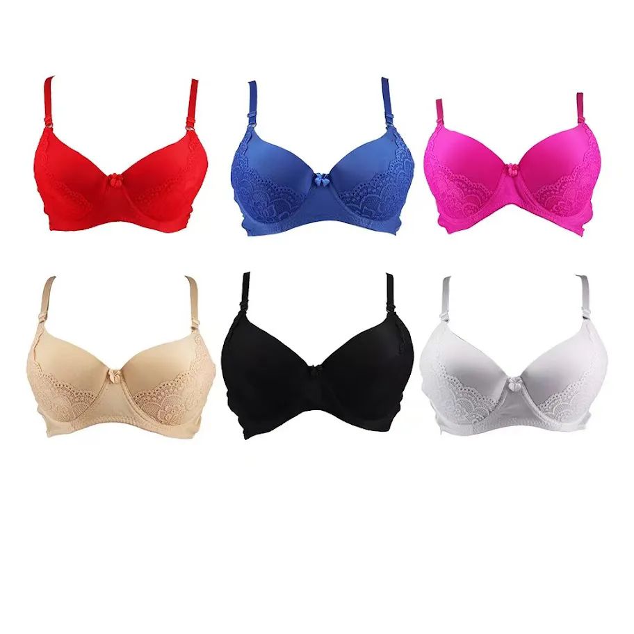 45 Pieces of Bras Packed Assorted Colors with Lace Pattern