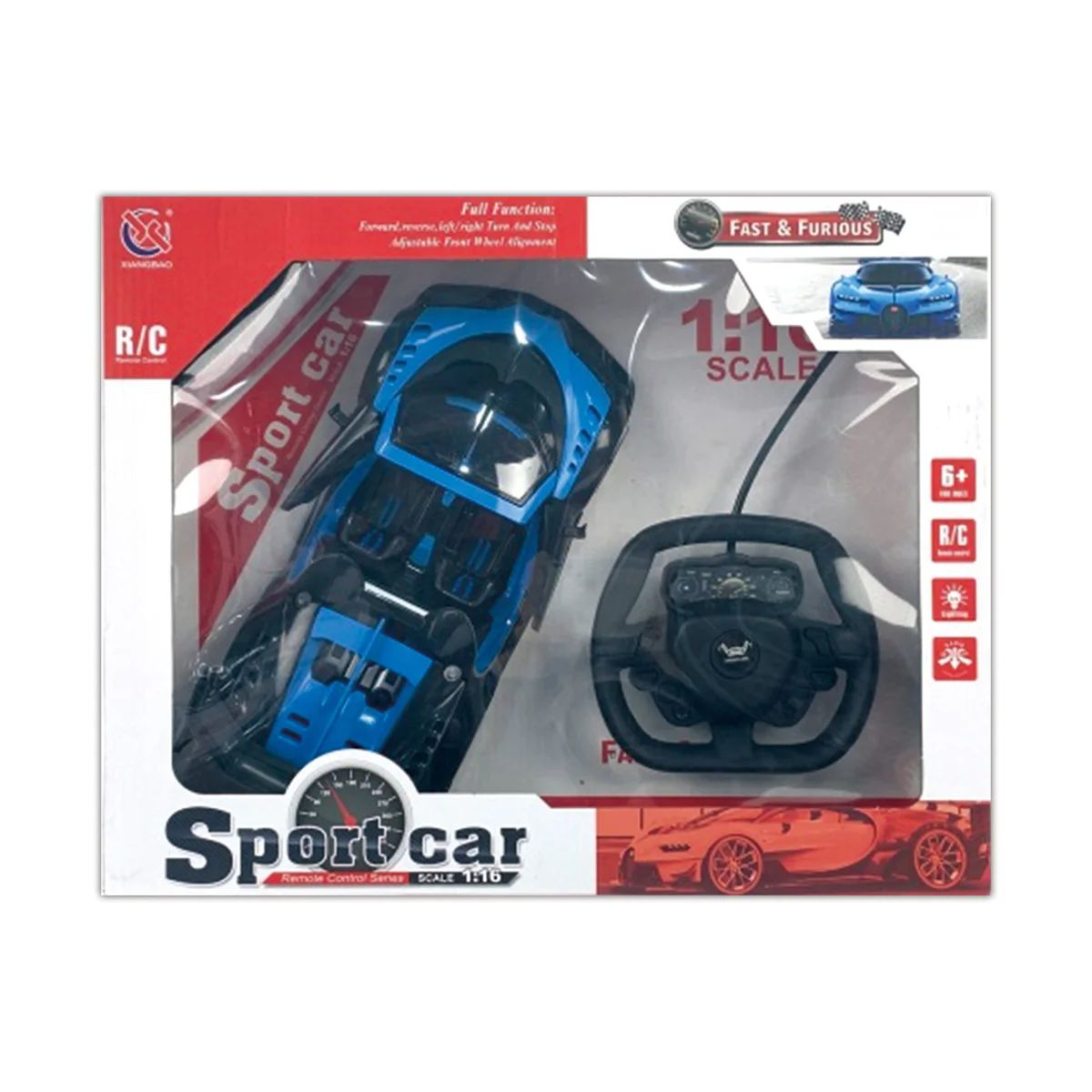 6 Pieces of Rc Sport Car W/remote 40x32x11cm 1:16 Scale