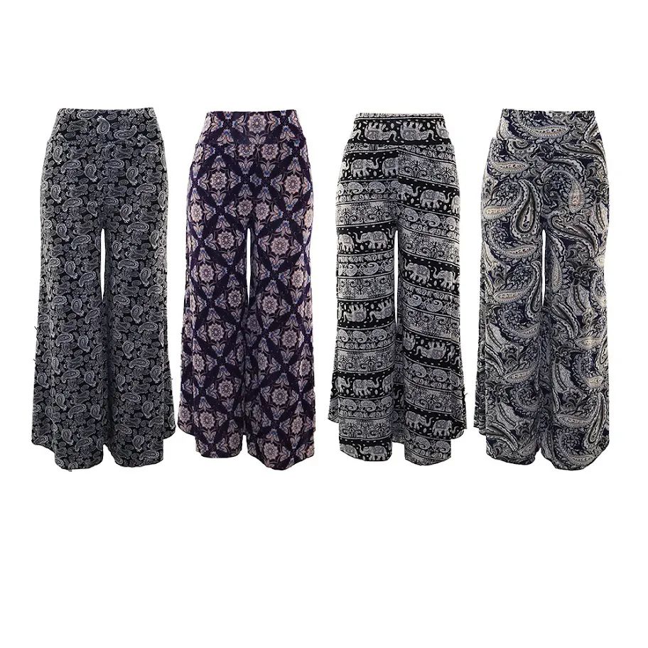3 Pieces of Womens Wide Pants Assorted Pattern
