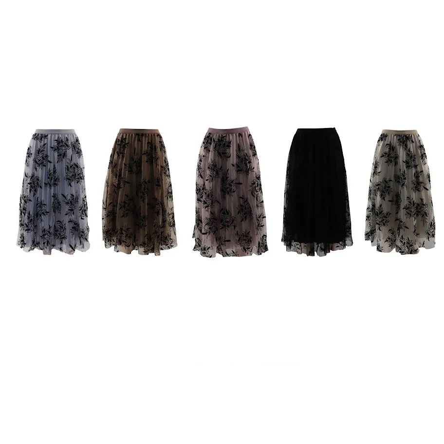 3 Pieces of Women Pleated A-Line Skirt With Lining