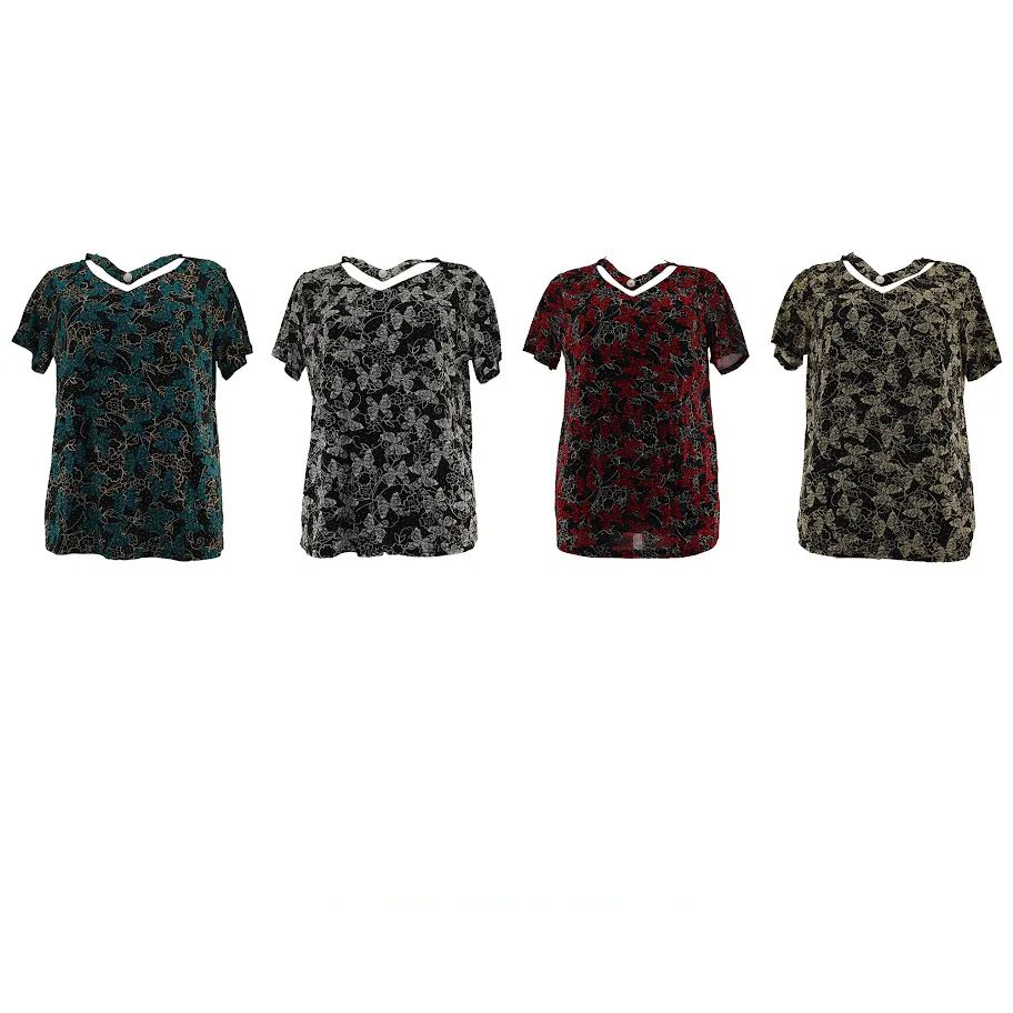 3 Pieces of Womens Tops Butterfly Pattern