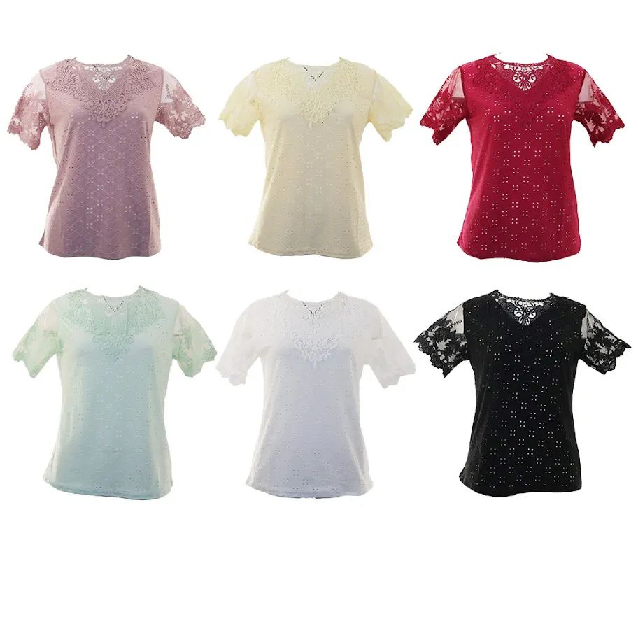 3 Pieces of Womens Tops Laced Sleeve