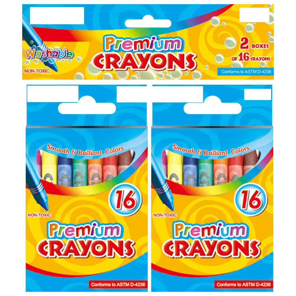 36 Packs of 2 Sets Of 16 Color Premium Crayons