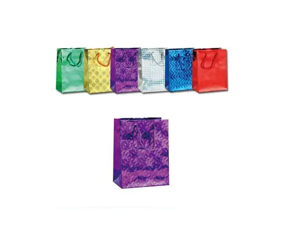 72 Pieces of Large Holographic Gift Bag In Assorted Colors