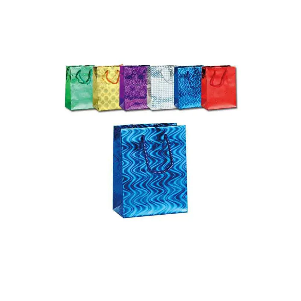 72 Pieces of Super Large Holographic Gift Bag In Assorted Colors