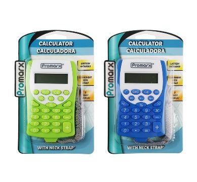 144 pieces of Promarx Neck Strap Calculator Assorted Colora