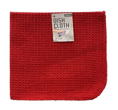 60 pieces of Dish Cloth 2pc Waffle Red 12x12in